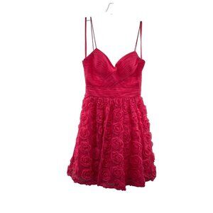 Hailey Logan A-Line Mini Floret Dress Spaghetti Straps Sweetheart Neck Pink 1/2